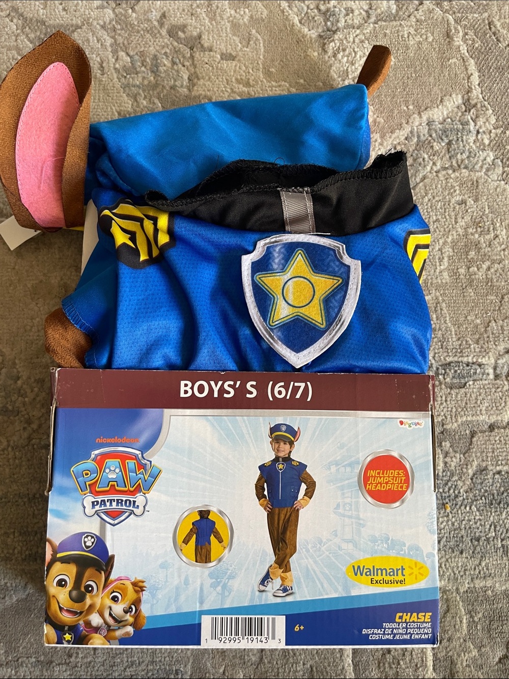 Paw Patrol Chase Costume in Blue and Brown with Badge